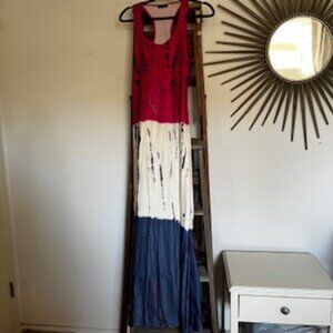 🧡3/15 Yiliya White Blue Pink Max Dress Women's S